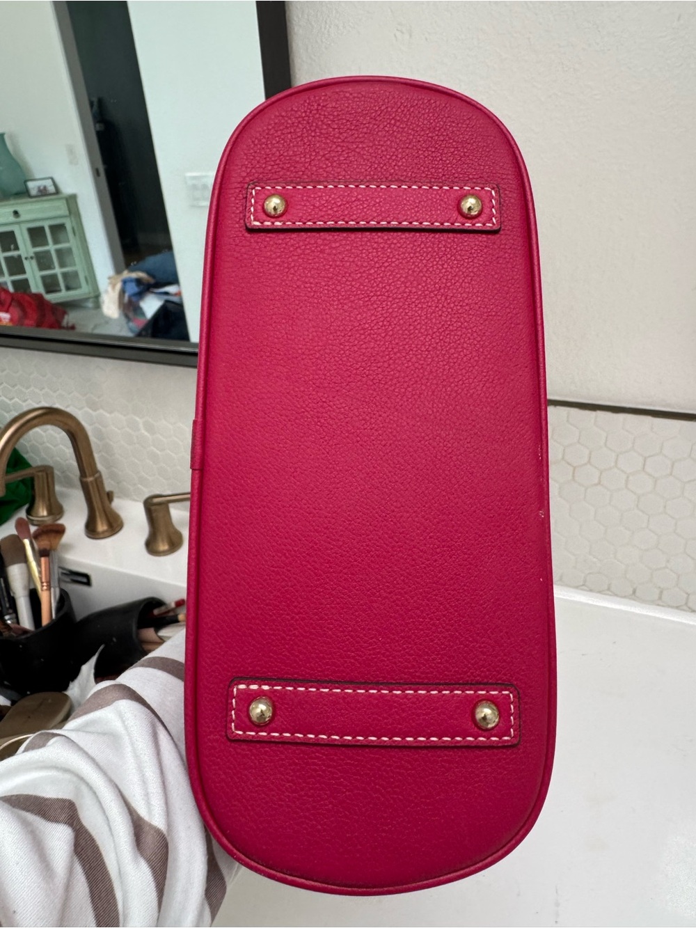 Dooney & Bourke Fuchsia Dome Satchel with Gold Plaque Lmted Edition Certificate - Picture 3 of 13